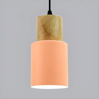ZOWALA - Modern Colorful Metal Wooden Cylinder Pendant LIght Image - 9