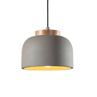 Modern Grey Cement Bowl Dining Room Pendant Light Image - 3