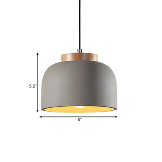 Modern Grey Cement Bowl Dining Room Pendant Light #size