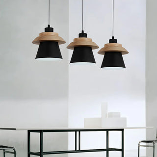 ZOWALA - Colorful Layered Wood and Metal Dining Room Pendant Light Image - 3