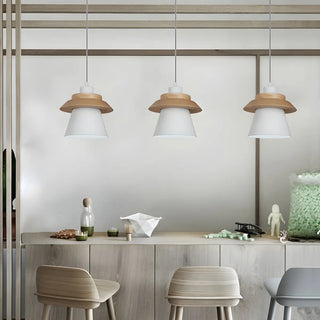 ZOWALA - Colorful Layered Wood and Metal Dining Room Pendant Light Image - 4