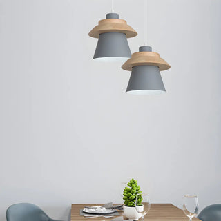 ZOWALA - Colorful Layered Wood and Metal Dining Room Pendant Light Image - 5