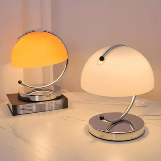 Unique Orange Circle Dome Shape Glass Decor Table Lamp Zawala Image - 1