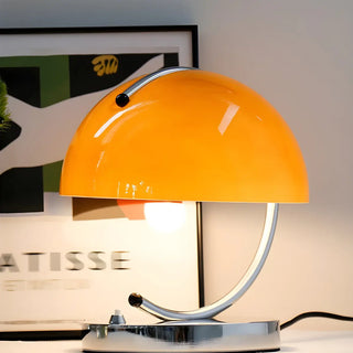 Unique Orange Circle Dome Shape Glass Decor Table Lamp Zawala Image - 2