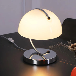 Unique Orange Circle Dome Shape Glass Decor Table Lamp Zawala Image - 3