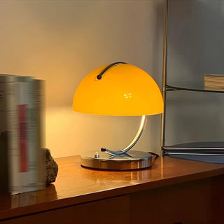 Unique Orange Circle Dome Shape Glass Decor Table Lamp Zawala Image - 4