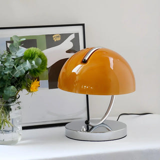 Unique Orange Circle Dome Shape Glass Decor Table Lamp Zawala Image - 5