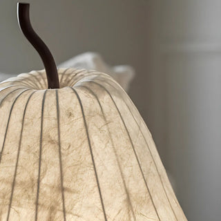 White Pear-Shaped Fabric and Curved Stand Floor Lamp Zawala Image - 8
