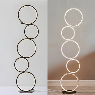 Creative Black Multi-Ring Metal and Silica Gel Floor Lamp Zawala Image - 7