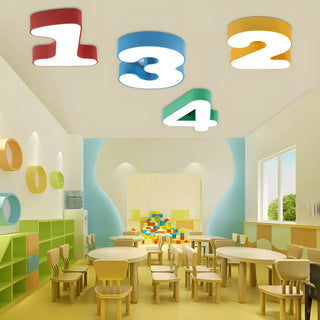 Nursery Small Colorful Digital Flush Mount Ceiling Lamp Zawala Image - 1