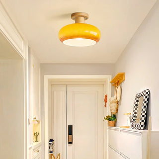 ZOWALA - Orange Glass Drum Semi-Flush Mount Light Image - 1