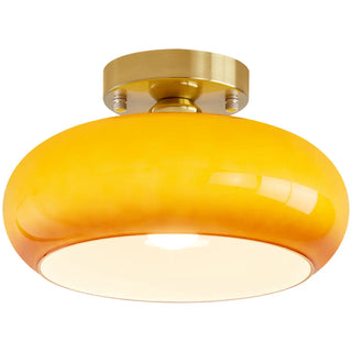 ZOWALA - Orange Glass Drum Semi-Flush Mount Light Image - 10