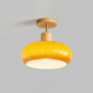 ZOWALA - Orange Glass Drum Semi-Flush Mount Light Image - 11