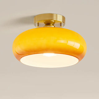 ZOWALA - Orange Glass Drum Semi-Flush Mount Light Image - 12