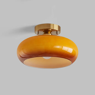 ZOWALA - Orange Glass Drum Semi-Flush Mount Light Image - 15