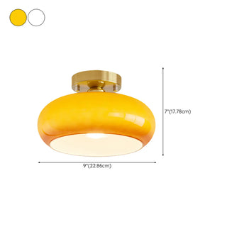 ZOWALA - Orange Glass Drum Semi-Flush Mount Light #size