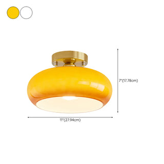 ZOWALA - Orange Glass Drum Semi-Flush Mount Light Image - 23