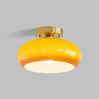 ZOWALA - Orange Glass Drum Semi-Flush Mount Light Image - 7