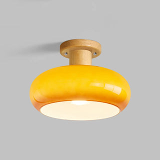 ZOWALA - Orange Glass Drum Semi-Flush Mount Light Image - 9