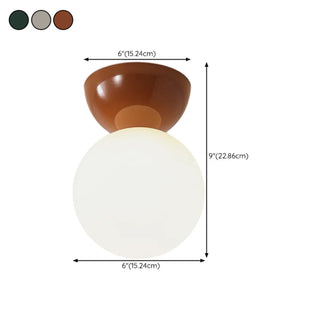 ZOWALA - Hallway Green Globe Semi-Flush Mount Ceiling Light #size