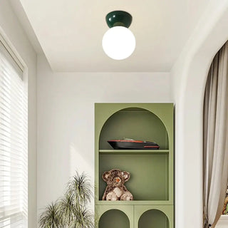 ZOWALA - Hallway Green Globe Semi-Flush Mount Ceiling Light Image - 2