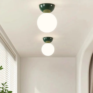ZOWALA - Hallway Green Globe Semi-Flush Mount Ceiling Light Image - 4