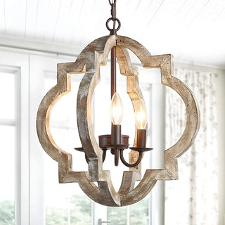 ZOWALA - Orb Wooden Cage Candle Chandelier Image - 3