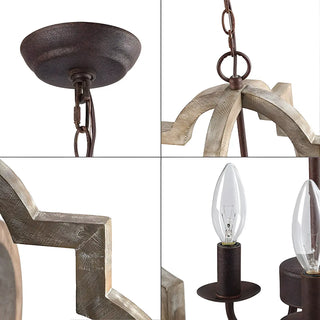 ZOWALA - Orb Wooden Cage Candle Chandelier Image - 6