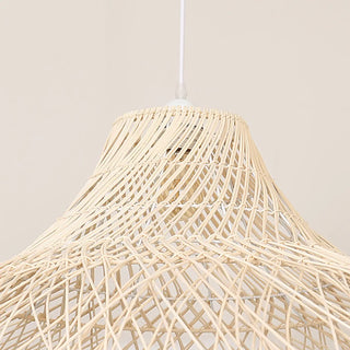 Oriental Cone Cane Rattan Beige Pendant Light Zawala Image - 12