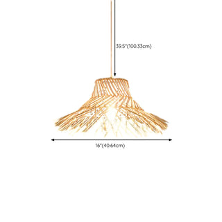 Oriental Cone Cane Rattan Beige Pendant Light Zawala #size