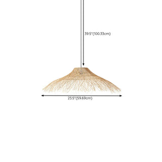 Oriental Cone Cane Rattan Beige Pendant Light Zawala Image - 15