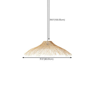 Oriental Cone Cane Rattan Beige Pendant Light Zawala Image - 16