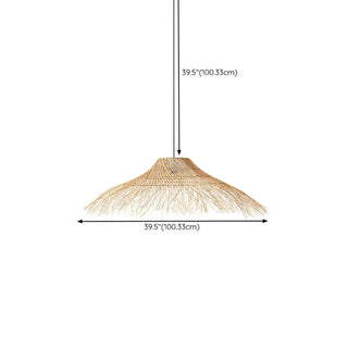 Oriental Cone Cane Rattan Beige Pendant Light Zawala Image - 17
