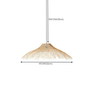 Oriental Cone Cane Rattan Beige Pendant Light Zawala Image - 18
