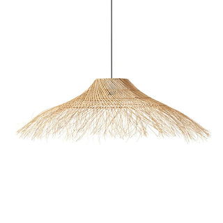 Oriental Cone Cane Rattan Beige Pendant Light Zawala Image - 5