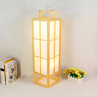 Japanese-Style Beige Rectangular Wooden Floor Lamp Zawala Image - 1