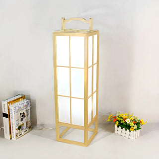 Japanese-Style Beige Rectangular Wooden Floor Lamp Zawala Image - 2
