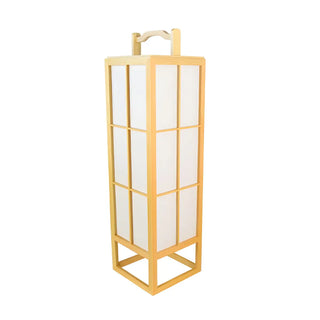 Japanese-Style Beige Rectangular Wooden Floor Lamp Zawala Image - 3