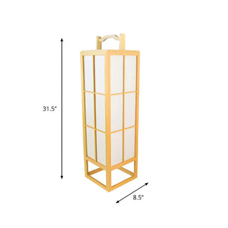 Japanese-Style Beige Rectangular Wooden Floor Lamp Zawala #size