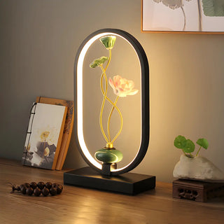 Creative Black Oval Frame Deer Accent LED Table Lamp Zawala Image - 1