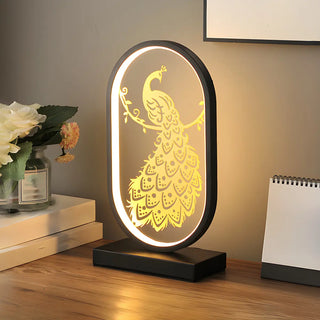 Creative Black Oval Frame Deer Accent LED Table Lamp Zawala Image - 12