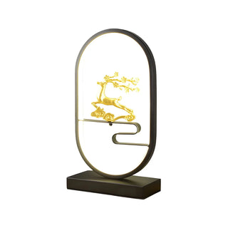 Creative Black Oval Frame Deer Accent LED Table Lamp Zawala Image - 18