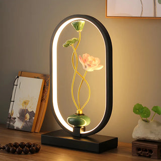 Creative Black Oval Frame Deer Accent LED Table Lamp Zawala Image - 2