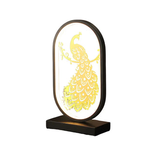 Creative Black Oval Frame Deer Accent LED Table Lamp Zawala Image - 20