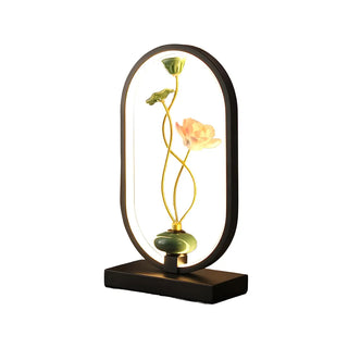 Creative Black Oval Frame Deer Accent LED Table Lamp Zawala Image - 21