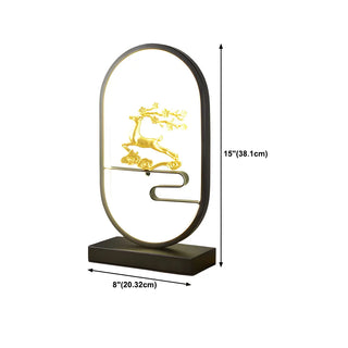 Creative Black Oval Frame Deer Accent LED Table Lamp Zawala Image - 24