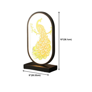 Creative Black Oval Frame Deer Accent LED Table Lamp Zawala Image - 25