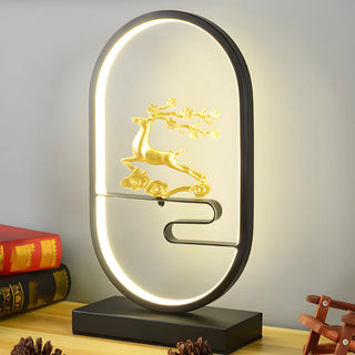 Creative Black Oval Frame Deer Accent LED Table Lamp Zawala Image - 4