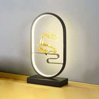 Creative Black Oval Frame Deer Accent LED Table Lamp Zawala Image - 8