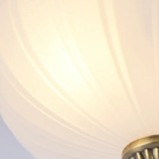 ZOWALA - Oriental Brass White Glass Bowl Flush Mount Light Image - 14